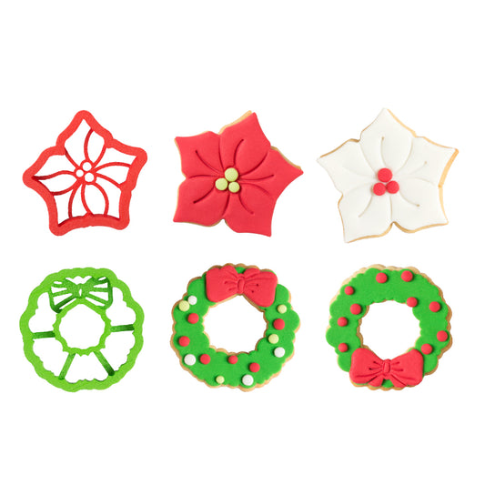 Decora Christmas Wreath & Poinsettia Cookie Cutter