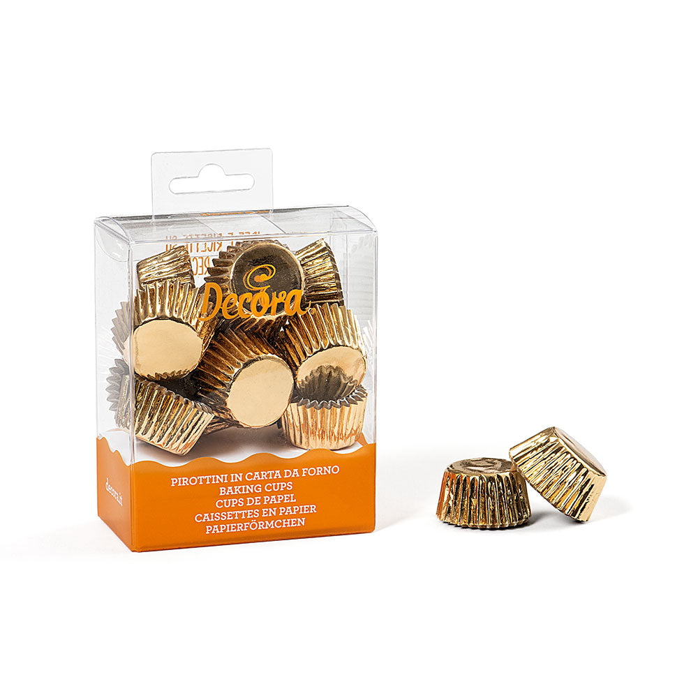 Decora Plain Mini Foil Cupcake Liners Gold