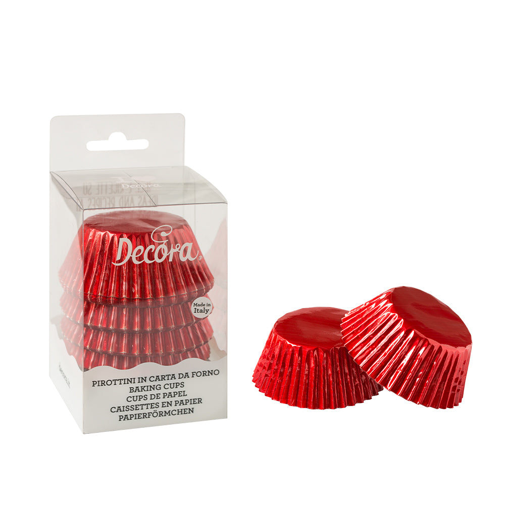 Decora Plain Foil Cupcake Liners Red