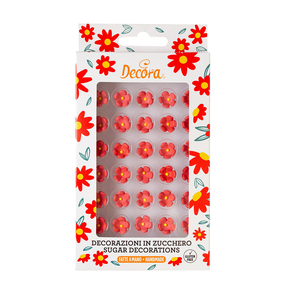 Decora Small Red Sugar Flowers