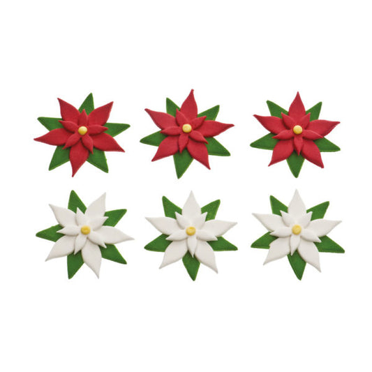 Decora Red & White Poinsettia Sugar Decorations
