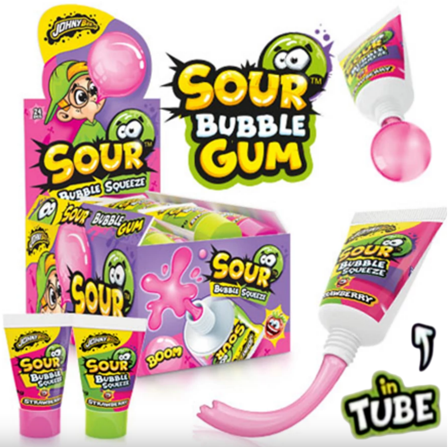 Johny Bee Sour Bubble Gum Tube