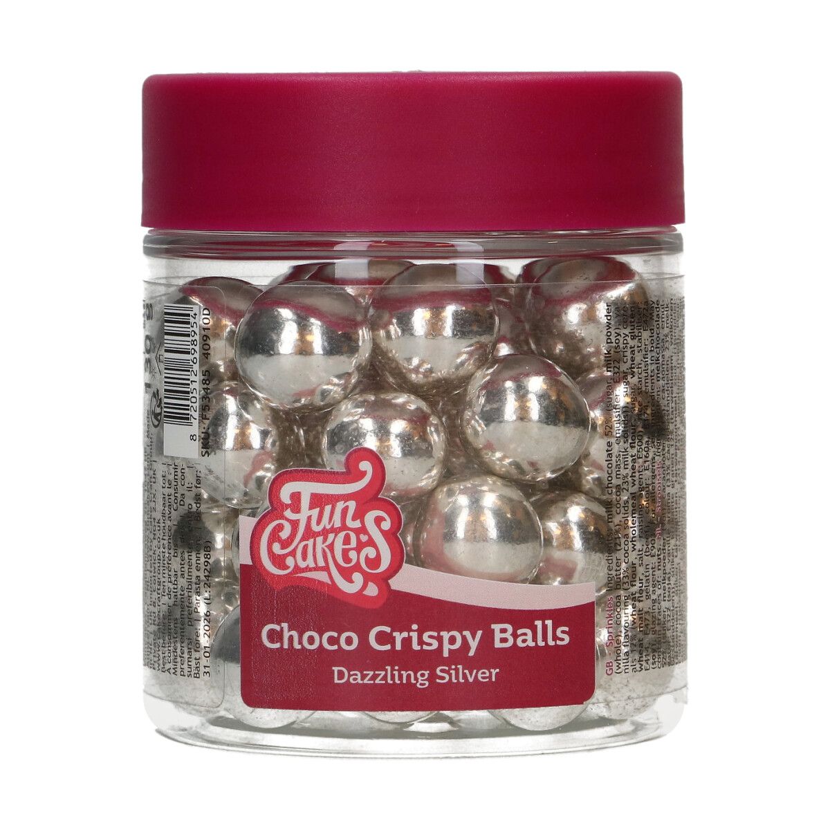 FunCakes Choco Crispy Balls - Dazzling Silver 130g