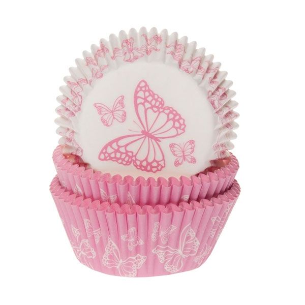 House of Marie Baking Cups Butterfly Pink Assorted pk/50