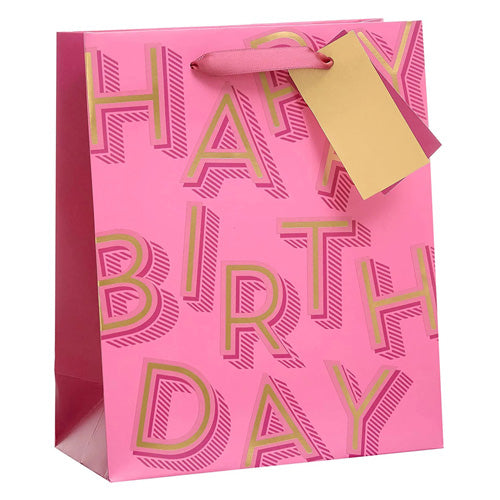 GIFT BAG MEDIUM – PINK HAPPY BIRTHDAY