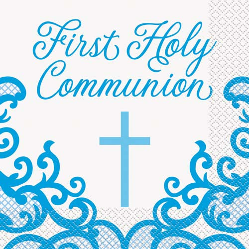 NAPKINS COMMUNION BLUE CROSS X16