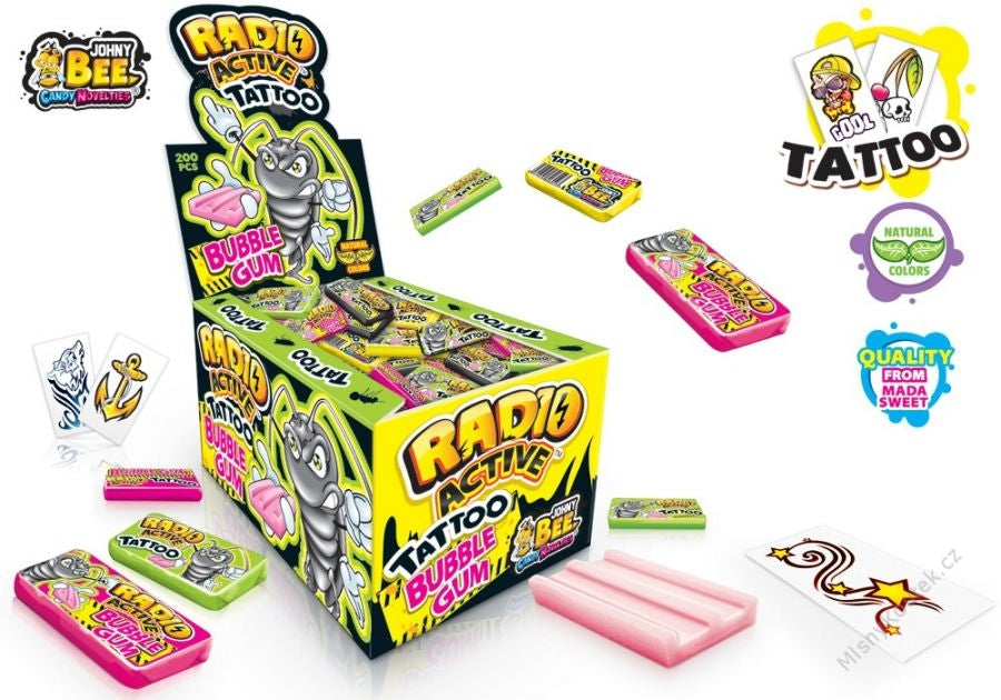 Johny Bee Radio Active Tattoo Bubble Gum