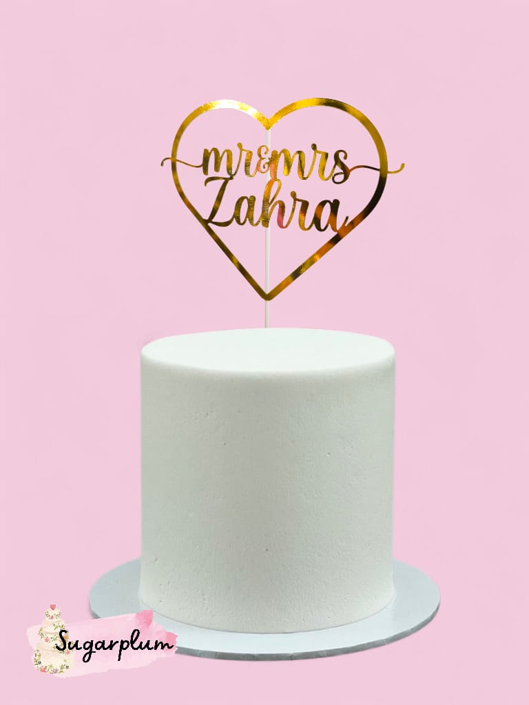 Mr & Mrs Heart Cake Topper