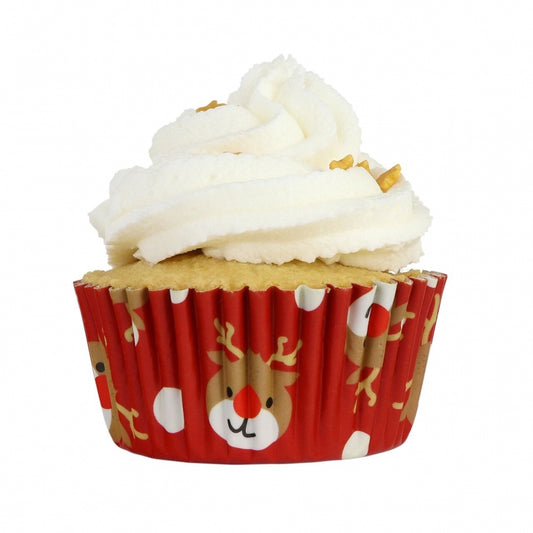 Christmas Foil-lined Cupcake Cases - Reindeer (Pack of 30)