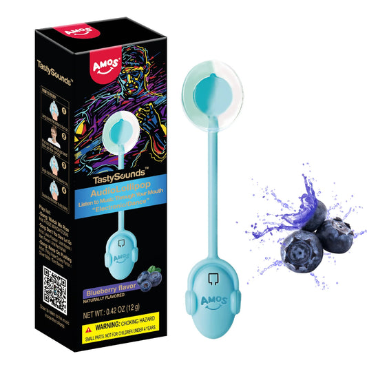 Amos TastySounds Audio Lollipop Blueberry Flavour