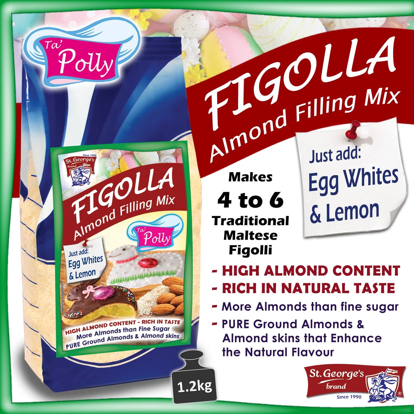 St George's Brand Figolla Almond Filling Mix 1200g