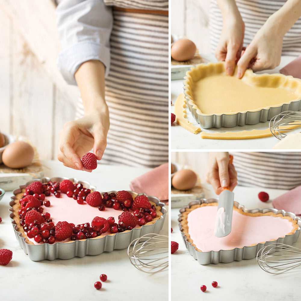 Decora Heart Design Tart Pan with Removable Bottom