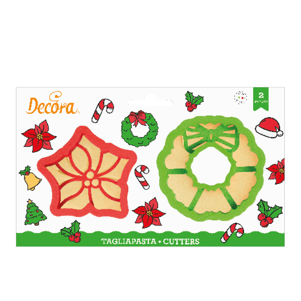 Decora Christmas Wreath & Poinsettia Cookie Cutter