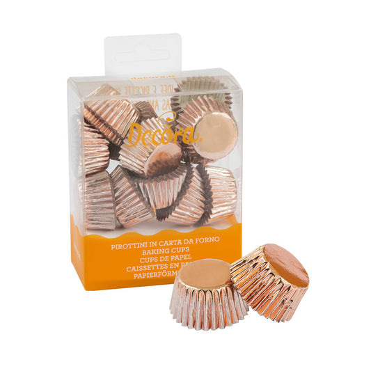 Decora Plain Mini Foil Cupcake Liners Rose Gold