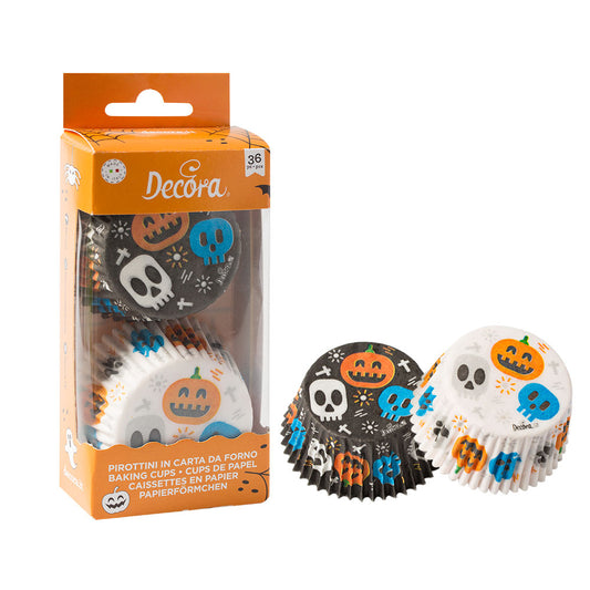 Decora Pumpkin & Skull Cupcake Liners