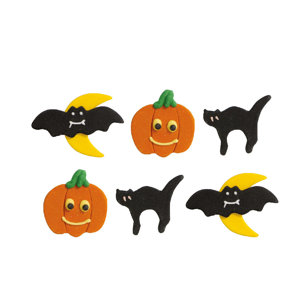 Decora Halloween Pumpkin, Bat & Cat Sugar Decorations