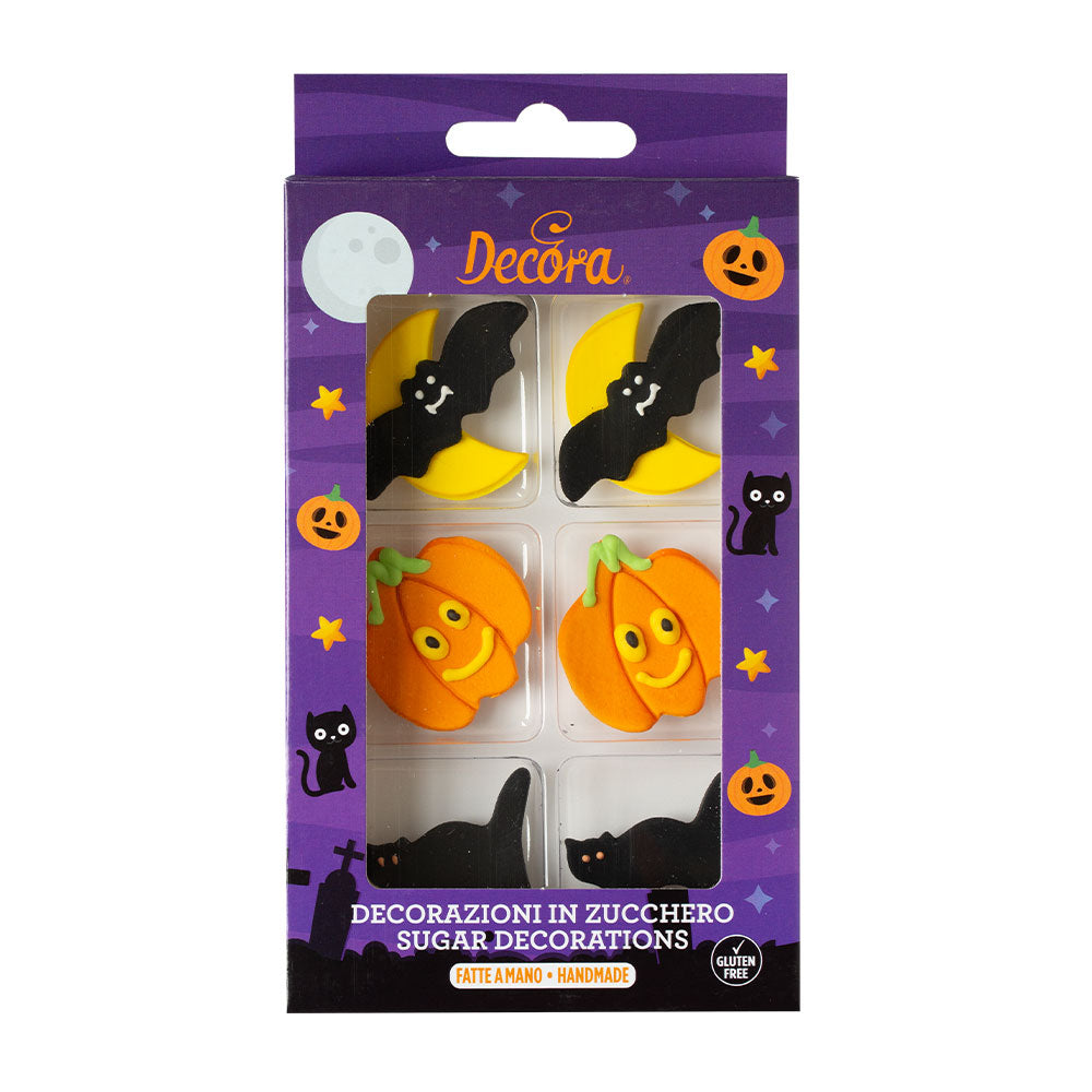 Decora Halloween Pumpkin, Bat & Cat Sugar Decorations