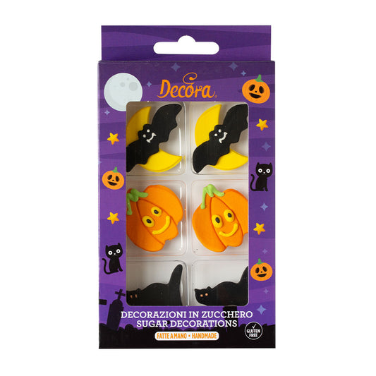 Decora Halloween Pumpkin, Bat & Cat Sugar Decorations