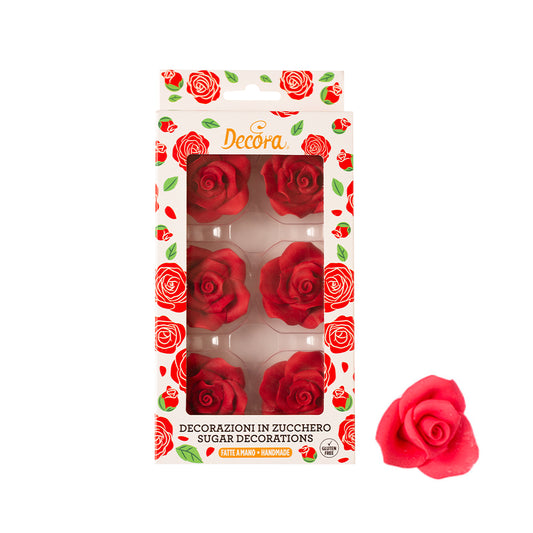 Decora Large Red Sugar Roses
