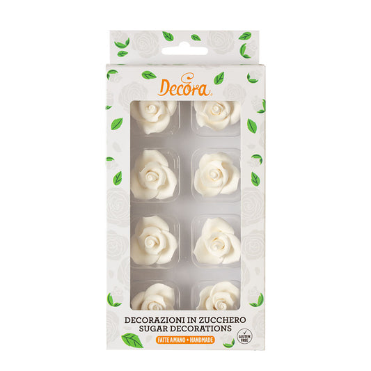Decora Medium White Sugar Roses