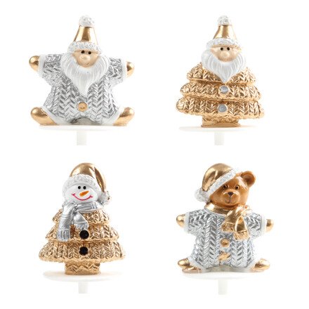 Mini Gold/Silver Christmas Cake & Log Decoration
