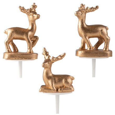 Mini Gold Reindeer Cake & Log Decoration