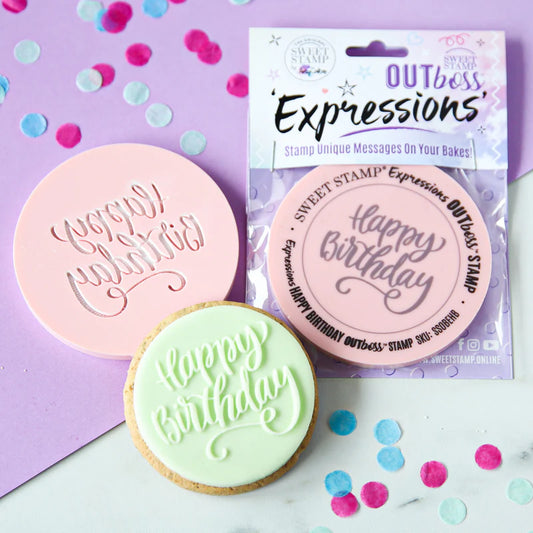 Sweet Stamp OUTboss Expressions - Elegant Happy Birthday - Regular Size