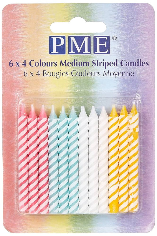 PME 4-Colour Medium Striped Candles x24