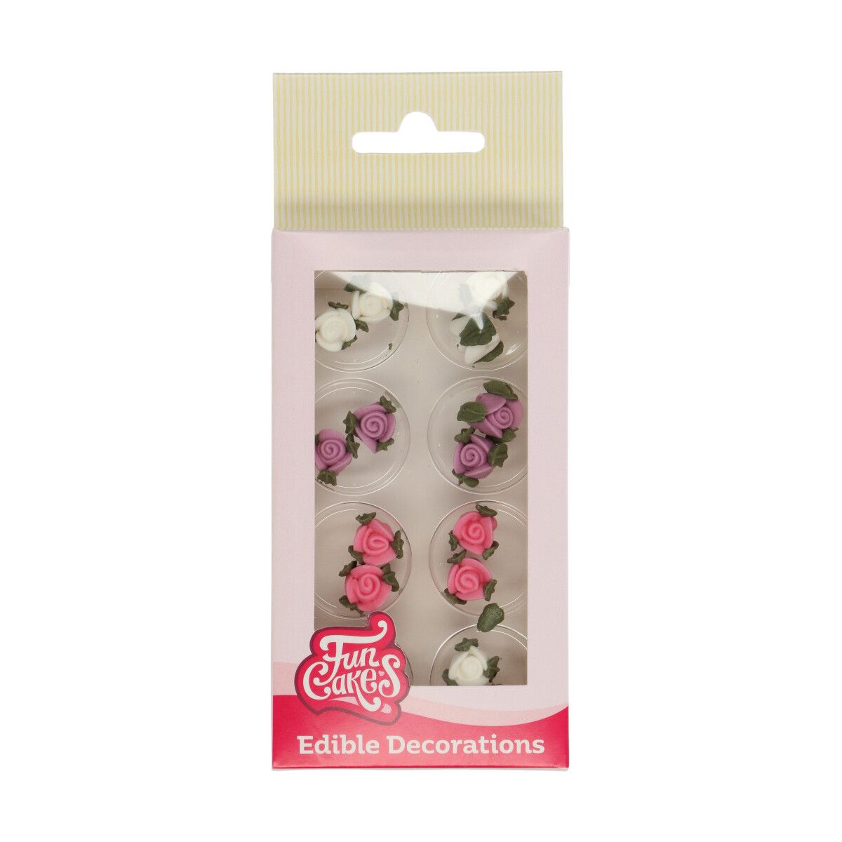FunCakes Sugar Decorations Mini Roses with Leafs Set/16