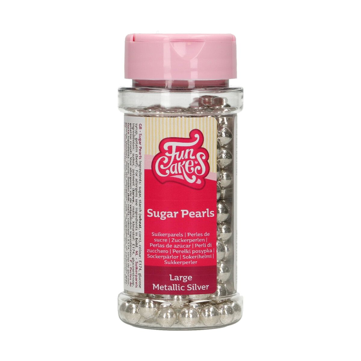 FunCakes Sugar Pearls Large Metallic Silver 80 g