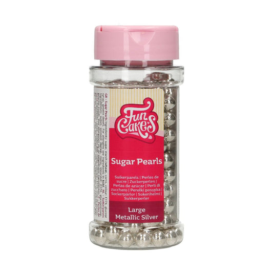 FunCakes Sugar Pearls Large Metallic Silver 80 g