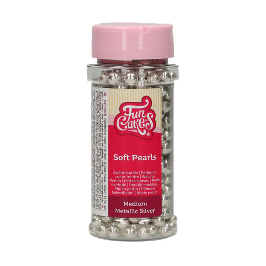 FunCakes Soft Pearls Medium Metallic Silver 55 g