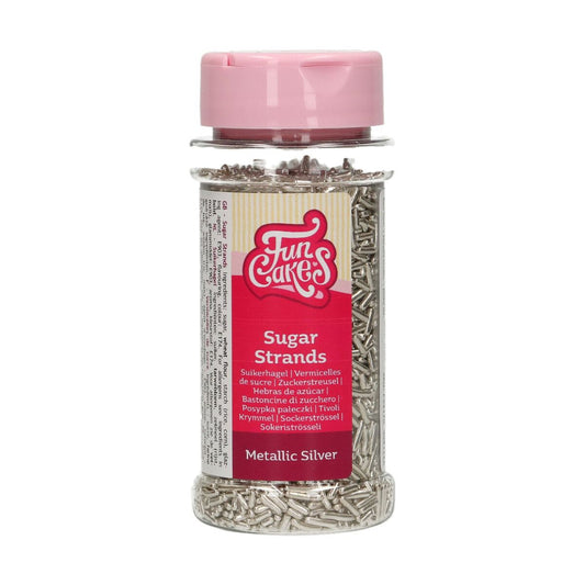 FunCakes Sugar Strands Metallic Silver 80 g