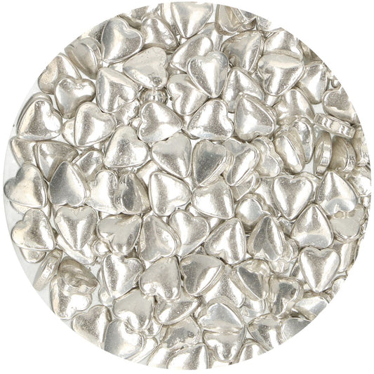 FunCakes Sugar Hearts Metallic Silver 80 g