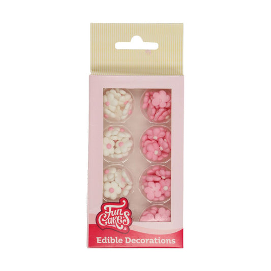 FunCakes Sugar Decorations Little Flower Mix White/Pink Set 64
