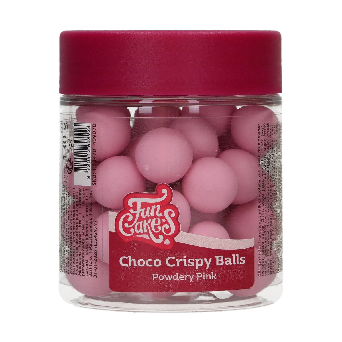 FunCakes Choco Crispy Balls - Powdery Pink 130g