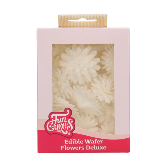 FunCakes Edible Wafer Flowers Deluxe Pompom/Daisy White Medium pk/12