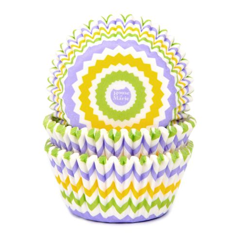 House of Marie Baking Cups Chevron Spring pk/50