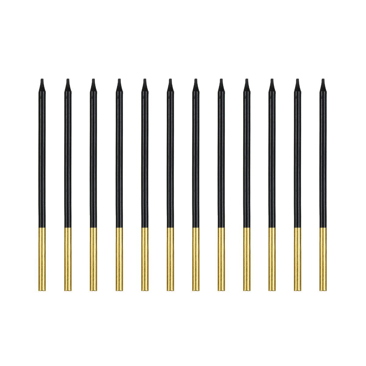 PartyDeco Candles Black/Gold 12/pcs