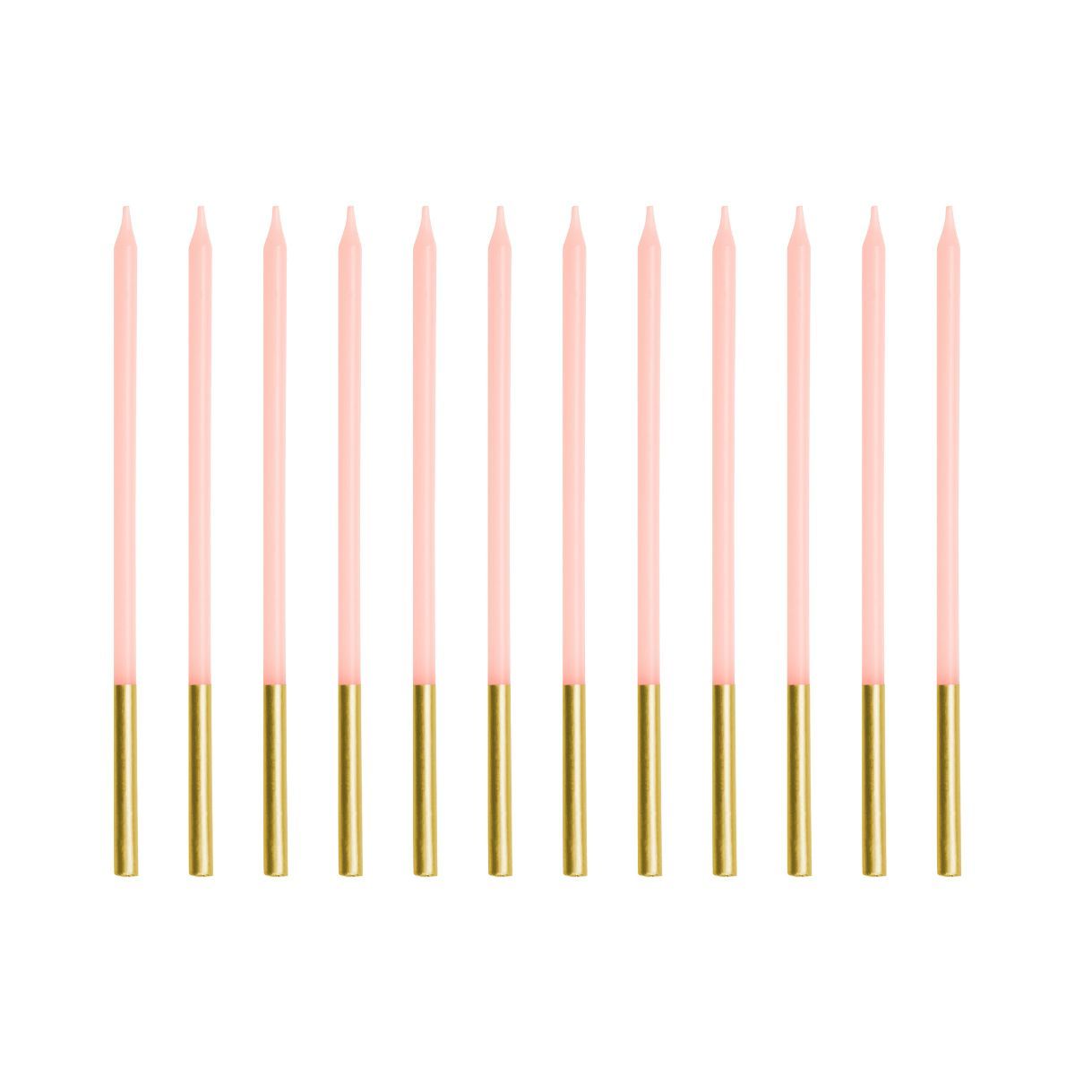 PartyDeco Candles Pink/Gold 12/pcs