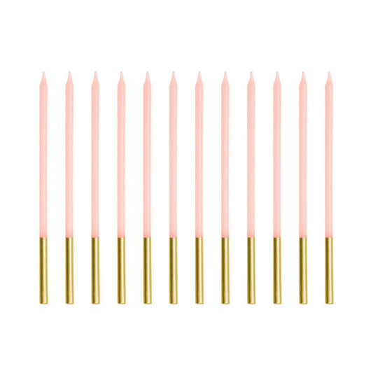 PartyDeco Candles Pink/Gold 12/pcs