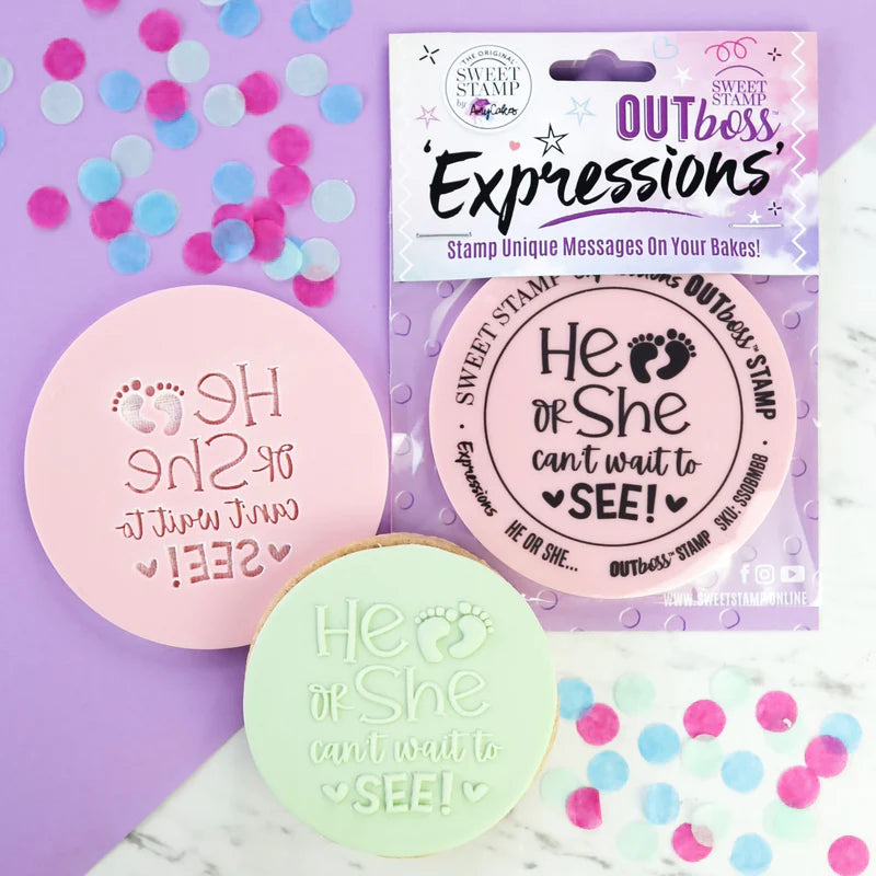 Sweet Stamp OUTboss Expressions - He or She, Can't Wait To See - Regular Size