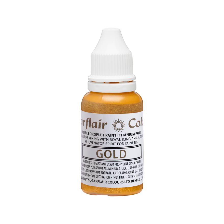 Sugarflair Edible Droplet Paint -Gold- E171 Free 14ml
