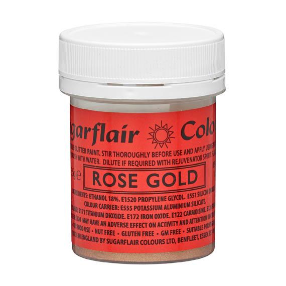 Sugarflair Edible Glitter Paint Rose Gold 35g