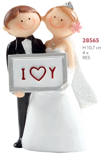 Bride & Groom with I Love Y Sign