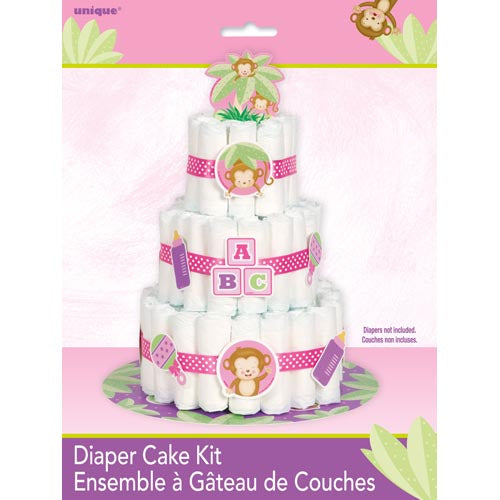 CAKE KIT GIRL MONKEY BABY SHOWER DIAPER