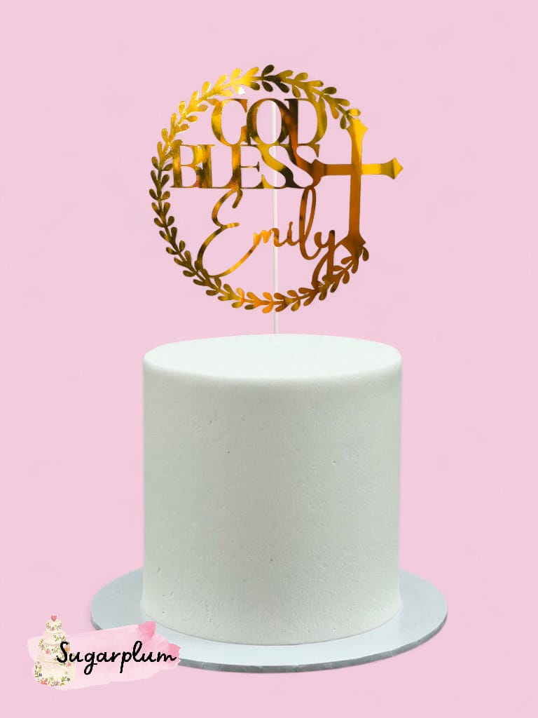 God Bless Round Personalised Cake Topper