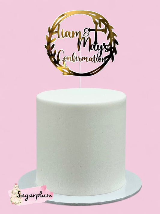 Confirmation Round Personalised Cake Topper