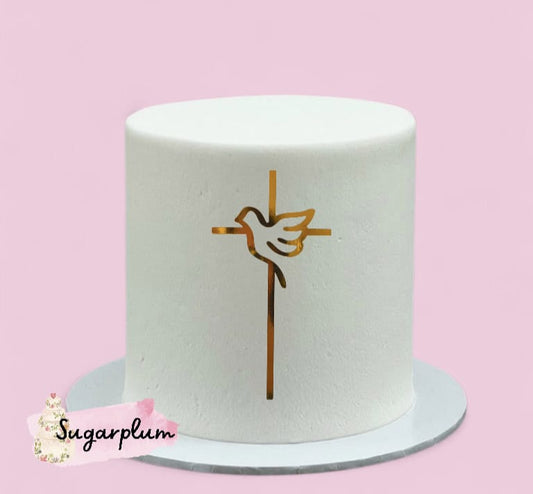 Cross with Dove Cake Topper