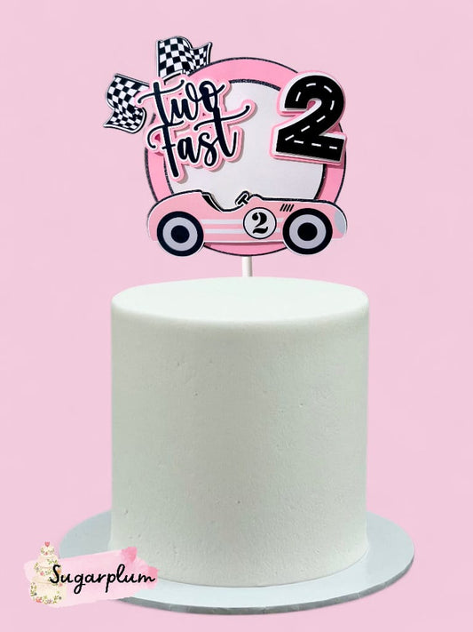 Two Fast Pink Cake Topper